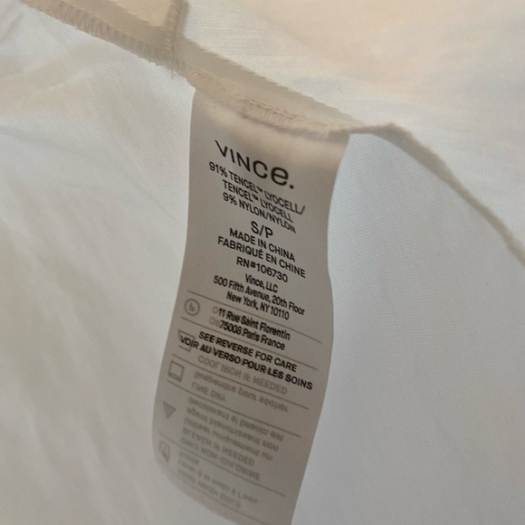 VINCE belted Tencel Lyocell-blend white Blouse Small - Picture 4 of 9